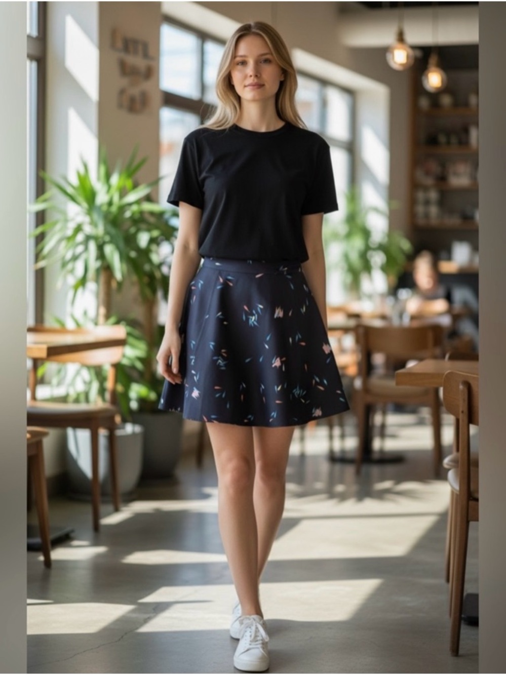 Opening Ceremony Navy Circle
Skater Skirt with Pink & Blue Confetti